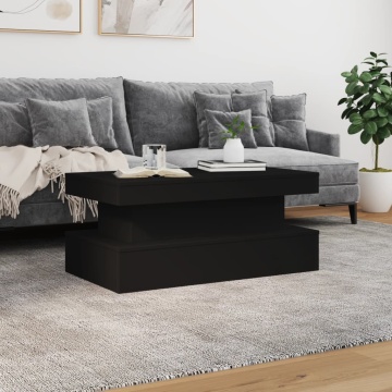 Măsuță de cafea cu lumini LED, negru, 90x50x40 cm - Img 4