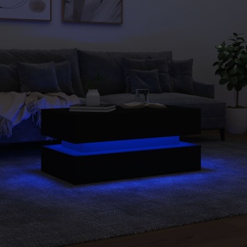 Măsuță de cafea cu lumini LED, negru, 90x50x40 cm - Img 8