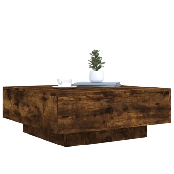 Măsuță de cafea cu lumini LED, stejar fumuriu, 80x80x31 cm - Img 5
