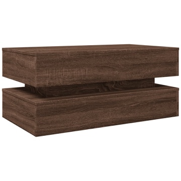 Măsuță de cafea cu lumini LED, stejar maro, 90x50x40 cm - Img 3