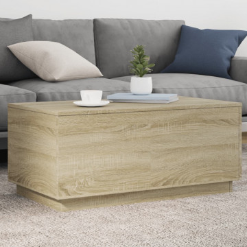 Măsuță de cafea cu lumini LED, stejar sonoma, 90x50x40 cm - Img 1