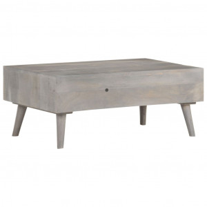 Măsuță de cafea gri 100x60x40 cm lemn masiv de mango nefinisat - Img 4