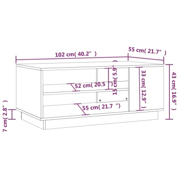 Măsuță de cafea, gri beton, 102x55x43 cm, lemn prelucrat - Img 6