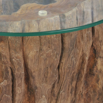 Măsuță de cafea, lemn de tec și sticlă, 50 x 40 cm - Img 6