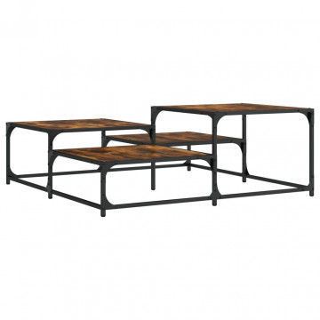 Măsuță de cafea stejar fumuriu 107x107x40 cm din lemn prelucrat - Img 2