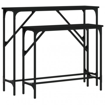Măsuțe console, 2 buc., negru, lemn compozit - Img 2