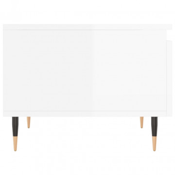 Mese de cafea 2 buc. alb extralucios 50x46x35 cm lemn compozit - Img 7