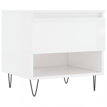 Mese de cafea 2 buc. alb extralucios 50x46x50 cm lemn compozit - Img 8