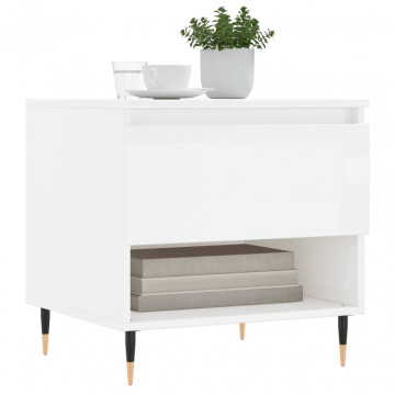 Mese de cafea 2 buc. alb extralucios 50x46x50 cm lemn compozit - Img 3