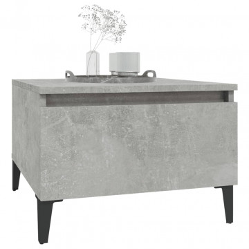 Mese laterale, 2 buc., gri beton, 50x46x35 cm, lemn compozit - Img 4