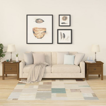 Mese laterale 2 buc. maro miere 40x40x39 cm lemn masiv de pin - Img 1