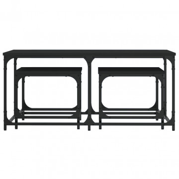 Mese suprapuse de cafea, 3 buc, negru, lemn prelucrat - Img 4