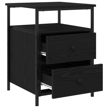 Noptieră 2 buc Negru Stejar 44x45x60 cm Lemn prelucrat - Img 2