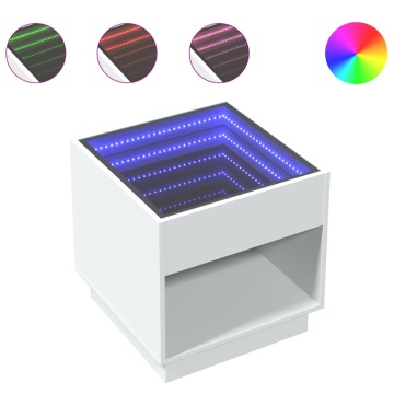 Noptieră cu LED infinity, alb, 50x50x50 cm - Img 2