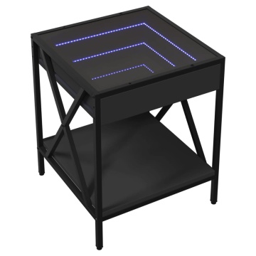 Noptieră cu LED infinity, negru, 40x40x49 cm - Img 3