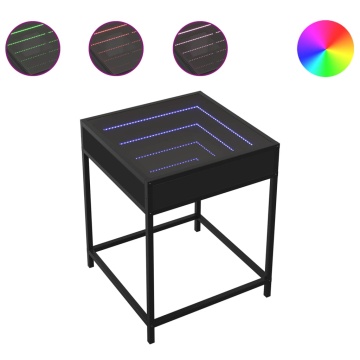 Noptieră cu LED infinity, negru, 40x40x51 cm - Img 2