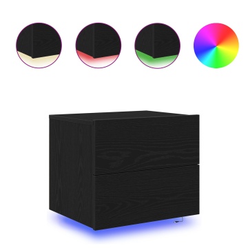 Noptieră cu LED Montată pe Perete Stejar Negru 50x39x41 cm - Img 4