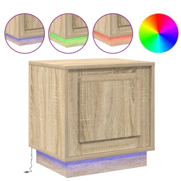 Noptieră cu lumini LED 2 buc Sonoma Stejar 44x34,5x45 cm - Img 4