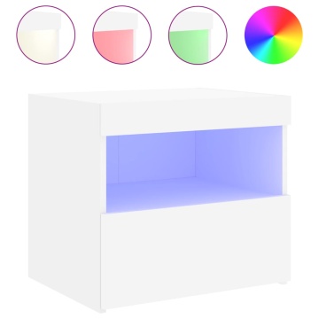 Noptieră cu lumini LED, alb, 50x40x45 cm - Img 2
