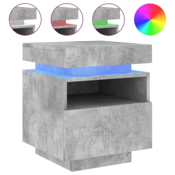 Noptieră cu lumini LED, gri beton, 40x39x48,5 cm - Img 2