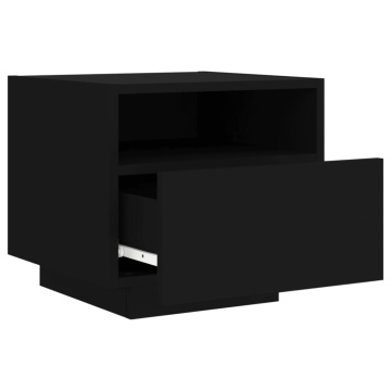 Noptieră cu lumini LED, negru, 40x39x37 cm - Img 5