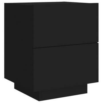 Noptieră cu lumini LED, negru, lemn prelucrat - Img 3