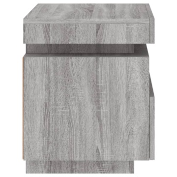 Noptieră cu lumini LED, sonoma gri, 40x39x48,5 cm - Img 7