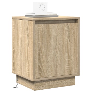 Noptieră cu lumini LED stejar sonoma 39x34,5x50 cm - Img 3