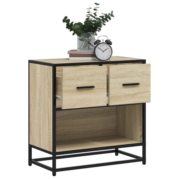 Noptiera din stejar Sonoma 60x31x60 cm lemn prelucrat si metal - Img 1