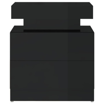 Noptieră, negru extralucios, 45x35x52 cm, lemn prelucrat - Img 4