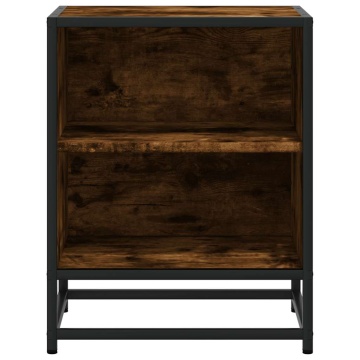 Noptiera stejar afumat 40x31x50 cm lemn prelucrat si metal - Img 8