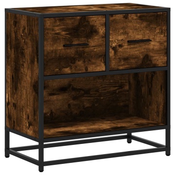 Noptiera stejar afumat 60x31x60 cm lemn prelucrat si metal - Img 2