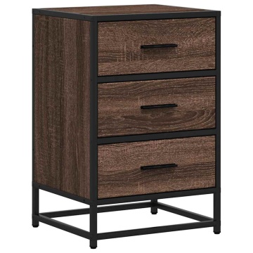 Noptiera stejar maro 40x34,5x60 cm lemn prelucrat si metal - Img 2