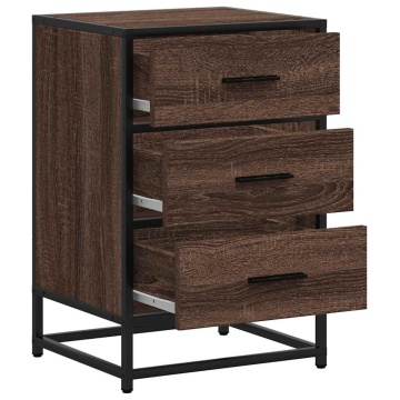 Noptiera stejar maro 40x34,5x60 cm lemn prelucrat si metal - Img 7