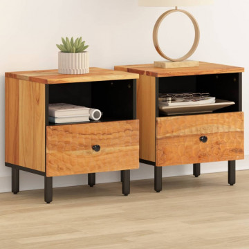 Noptiere, 2 buc., 40x33x46 cm, lemn masiv de acacia - Img 1
