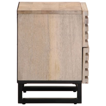 Noptiere, 2 buc., 40x33x46 cm, lemn masiv mango albit - Img 8
