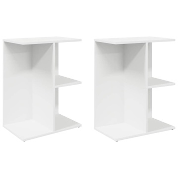 Noptiere 2 buc Alb 46,5x29x61 cm Lemn prelucrat - Img 2