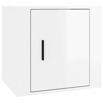 Noptiere, 2 buc., alb extralucios, 50x39x47 cm - Img 8