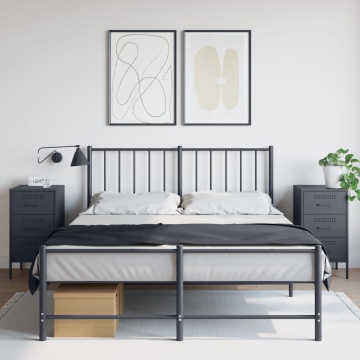 Noptiere, 2 buc., antracit, 36x39x68 cm, oțel laminat la rece - Img 1