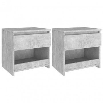 Noptiere, 2 buc., gri beton, 40x30x39 cm, PAL - Img 2