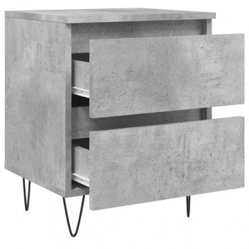 Noptiere, 2 buc., gri beton, 40x35x50 cm, lemn compozit - Img 5