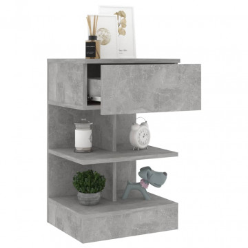 Noptiere, 2 buc., gri beton, 40x35x65 cm - Img 3