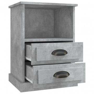 Noptiere, 2 buc., gri beton, 43x36x60 cm - Img 7