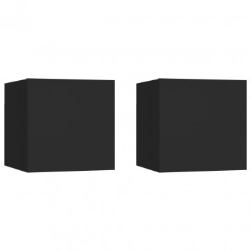Noptiere, 2 buc., negru, 30,5x30x30 cm, PAL - Img 1
