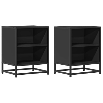 Noptiere 2 buc Negru 40x31x50 cm Lemn și metal prelucrat - Img 2