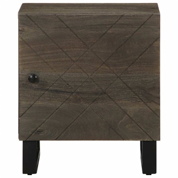 Noptiere, 2 buc., negru, 40x33x46 cm, lemn masiv de mango - Img 4