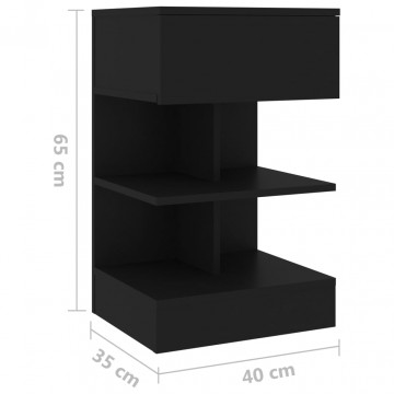 Noptiere, 2 buc., negru, 40x35x65 cm - Img 6