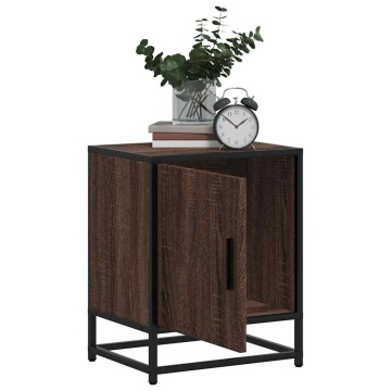 Noptiere 2 buc Stejar maro 40x31x50 cm Lemn prelucrat și metal - Img 4