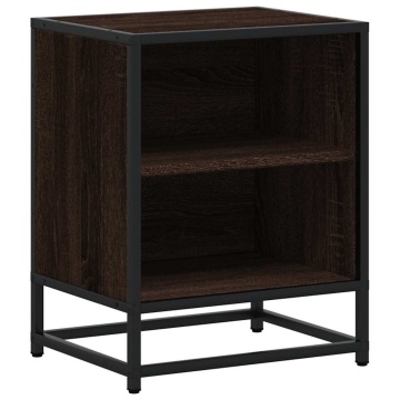 Noptiere 2 buc Stejar maro 40x31x50 cm Lemn prelucrat și metal - Img 5