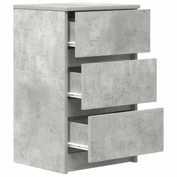 Noptiere cu 3 sertare 2 buc Beton Gri 39x35x65 cm - Img 5